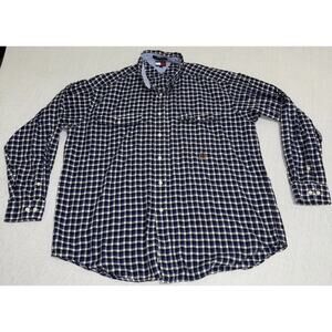 Vintage Tommy Hilfiger Shirt Mens XL Blue Checkered Button Down Crest Pocket EUC